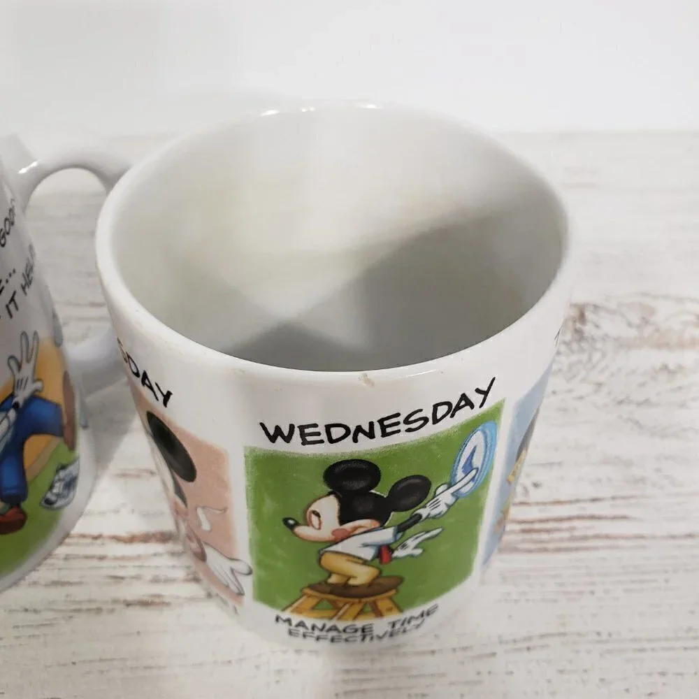 Pair of Disney Oversized Coffee Mugs  Mickey & Goofy in the Workplace / Office